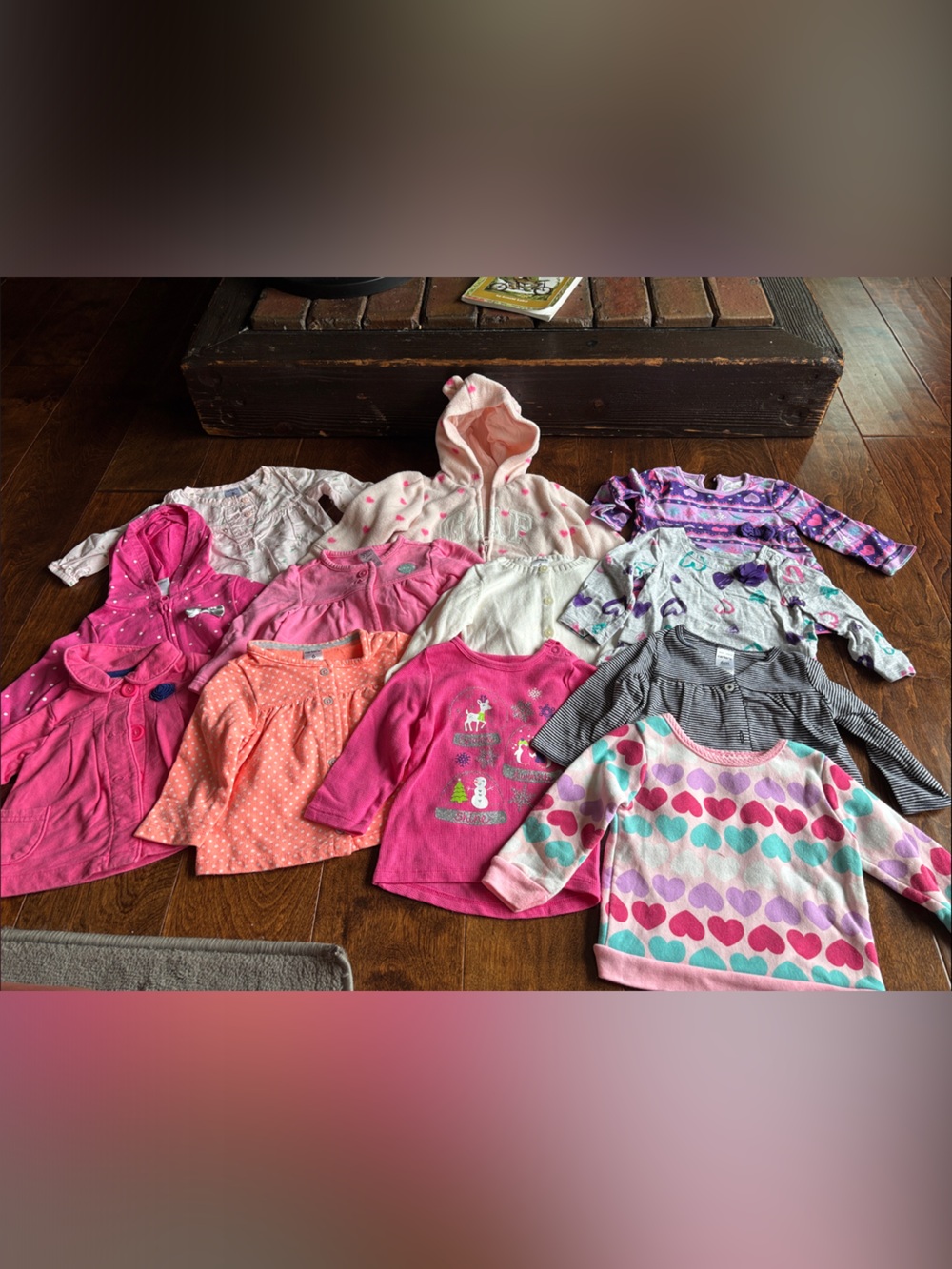 12 Girls Mixed Pink & Purple tops and sweatshirts- various Prints